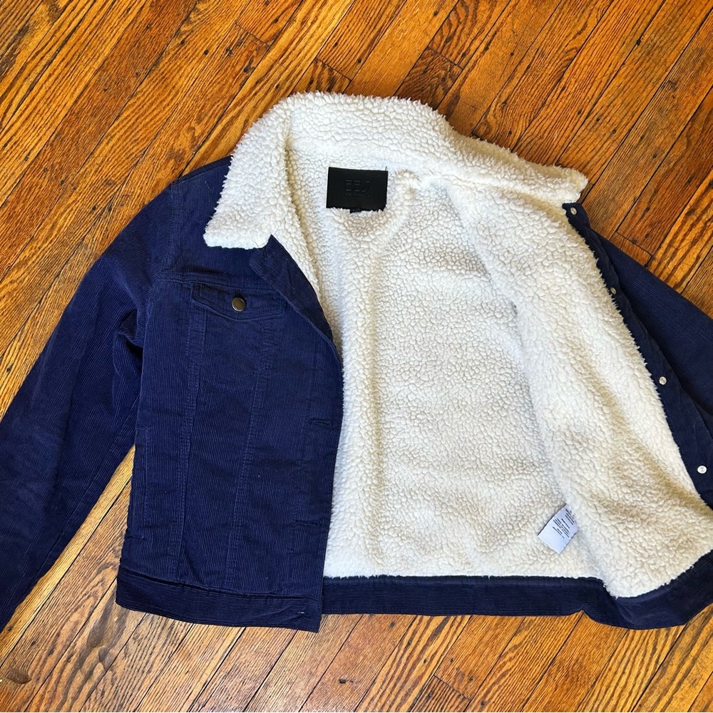 BBJ Los Angeles Blue Corduroy Sherpa-Lined Jacket